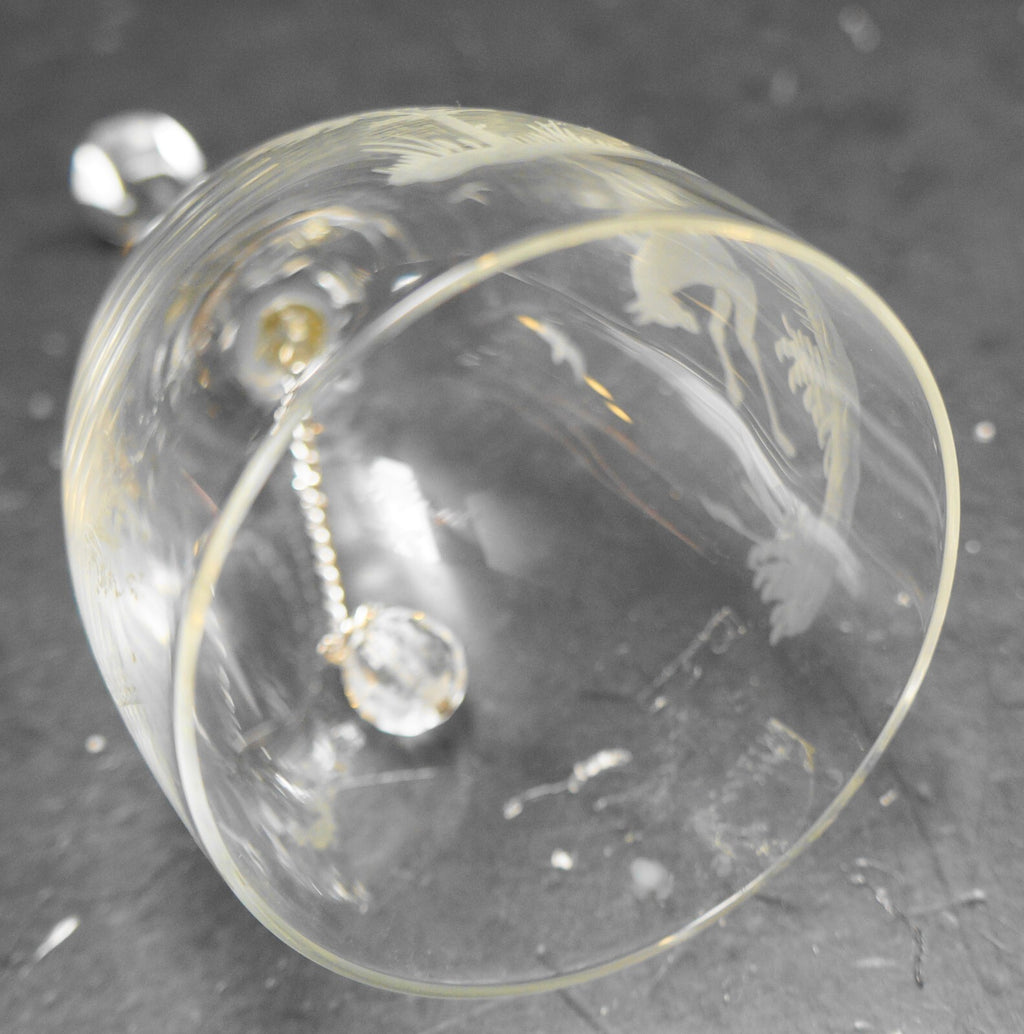 Etched Horse Design Clear Glass Bell