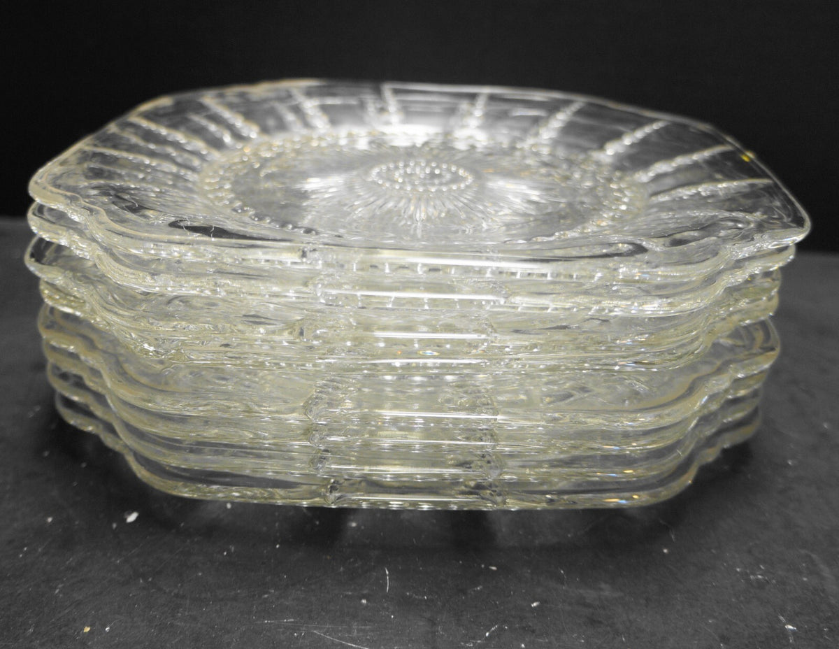 Federal Glass Columbia Clear Depression Lunch Plates Set of 8