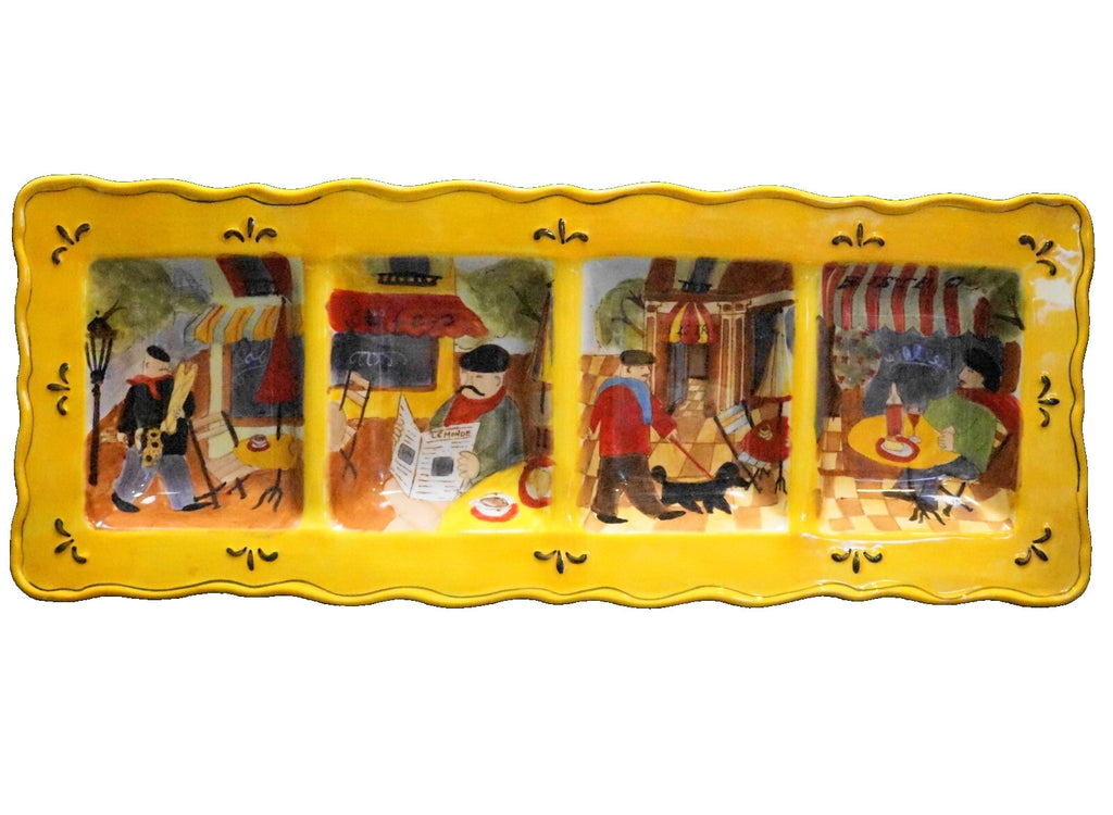 Sidewalk Cafe Jennifer Brinley Certified International 4 Part Relish Tray