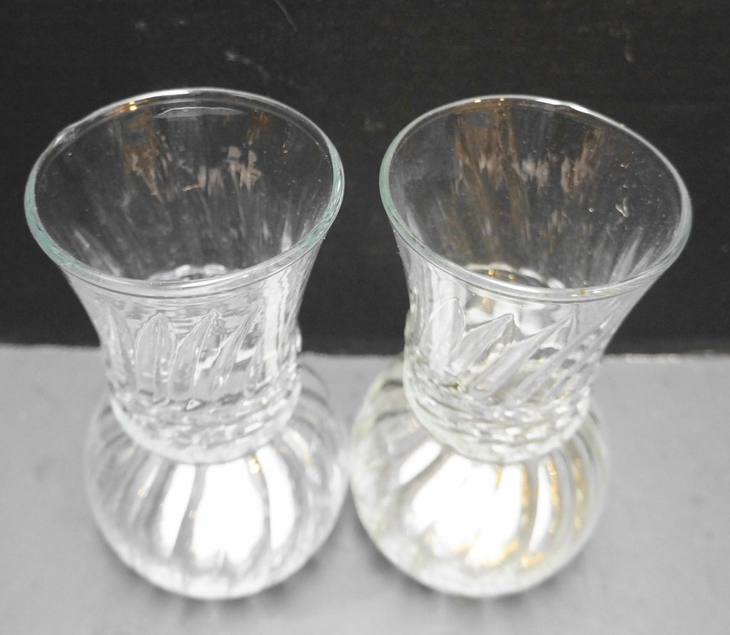 Indiana Glass Illusions Clear Spiral Optic Small Vases Pair