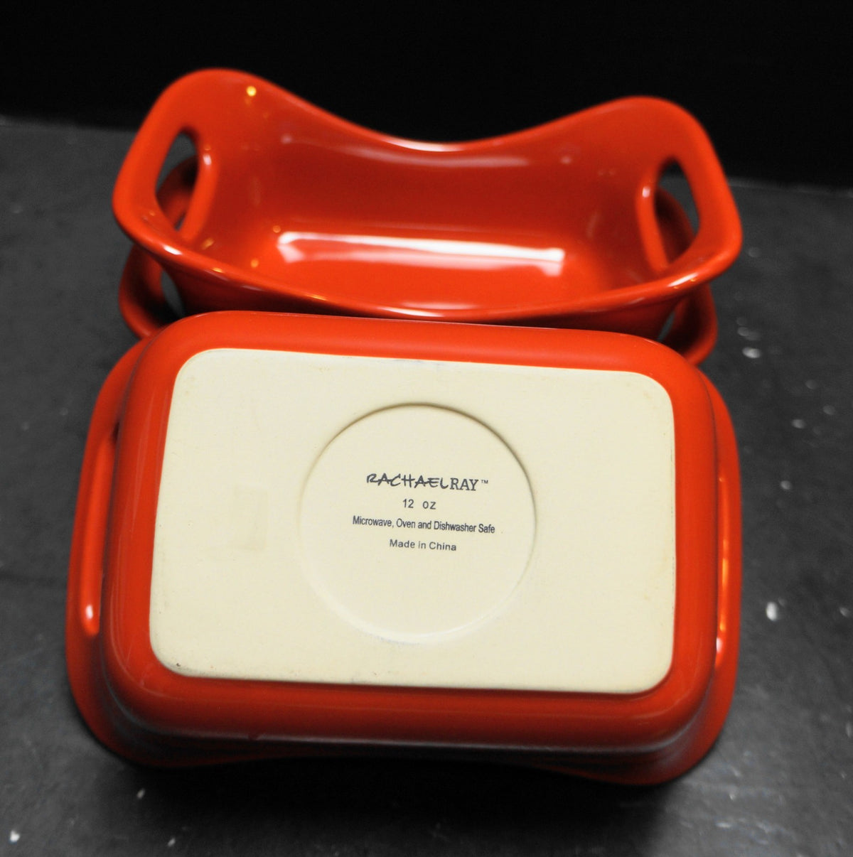 Rachael Ray Red Serveware 10 Oz Ramekins Rectangle Bowl Bakers Set of 3
