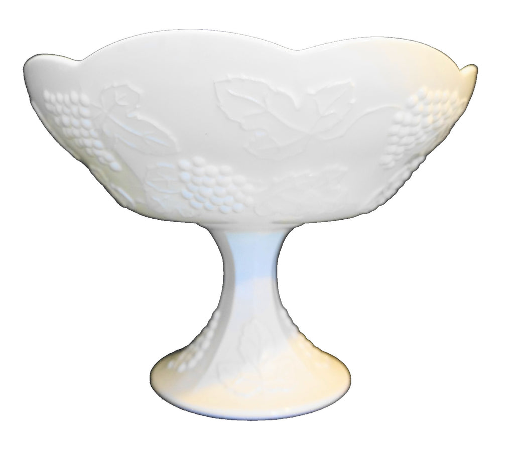 Indiana Glass Harvest Grape Milk Glass Large Compote