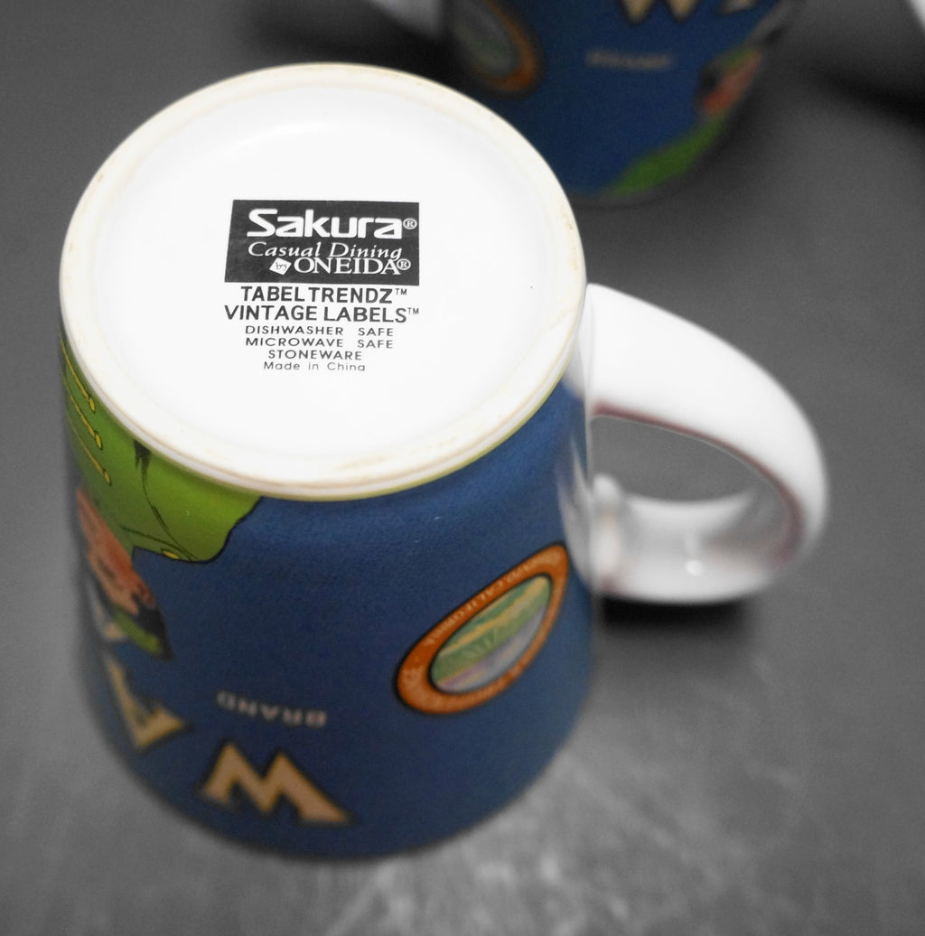 Sakura Tabletrendz Vintage Labels Waldorf Apple 4 Friends Mugs Set of 3