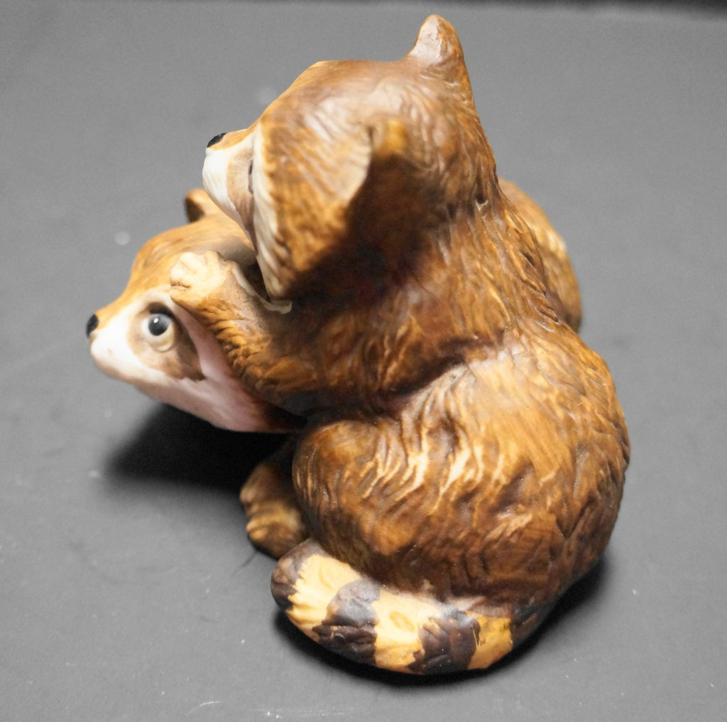 Homco Baby Raccoons Figurine Porcelain 1985 1454
