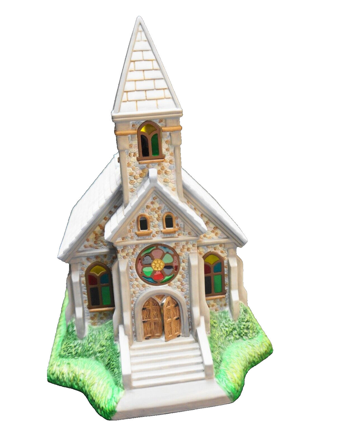 Partylite Olde World Village #2 Church Tea Light Lamp Bisque Porcelain