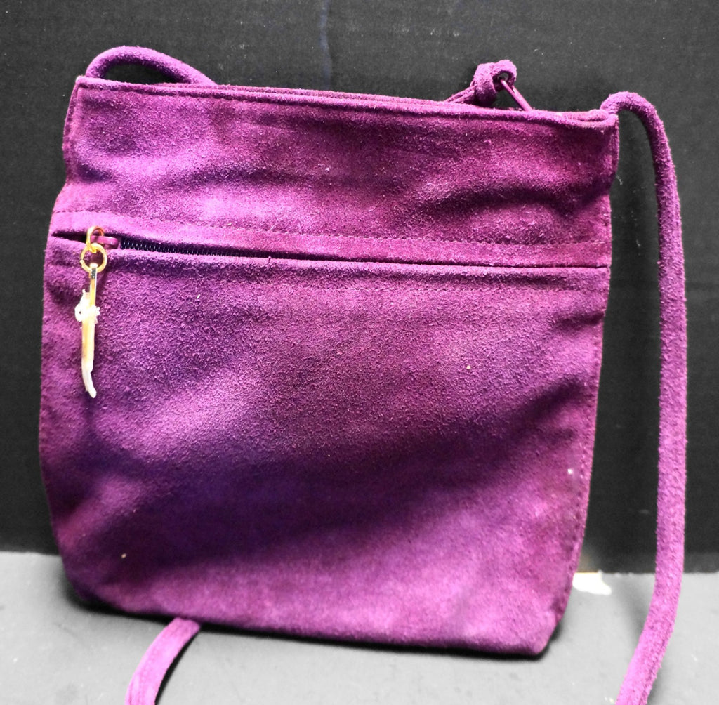 Lord and Taylor Purple Suede Simple Crossbody Shoulder Bag Purse
