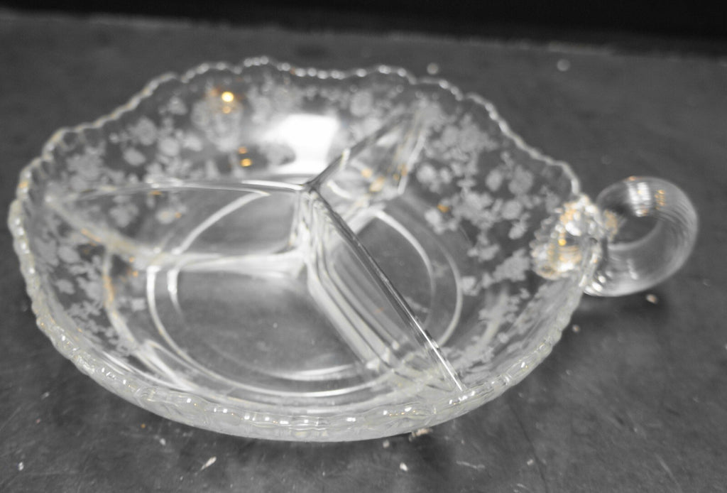 Cambridge Rose Point 3 Part Divided Relish Nappy Bowl