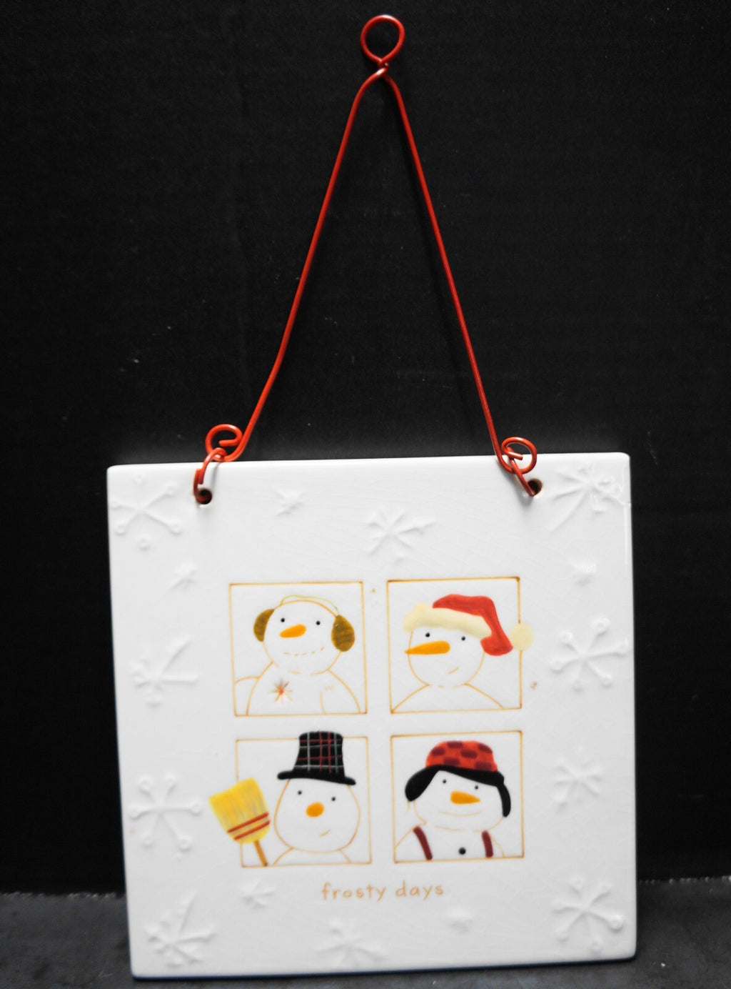 Hallmark FROSTY DAYS Snowman Ceramic Hanging 6" Decorative Tile