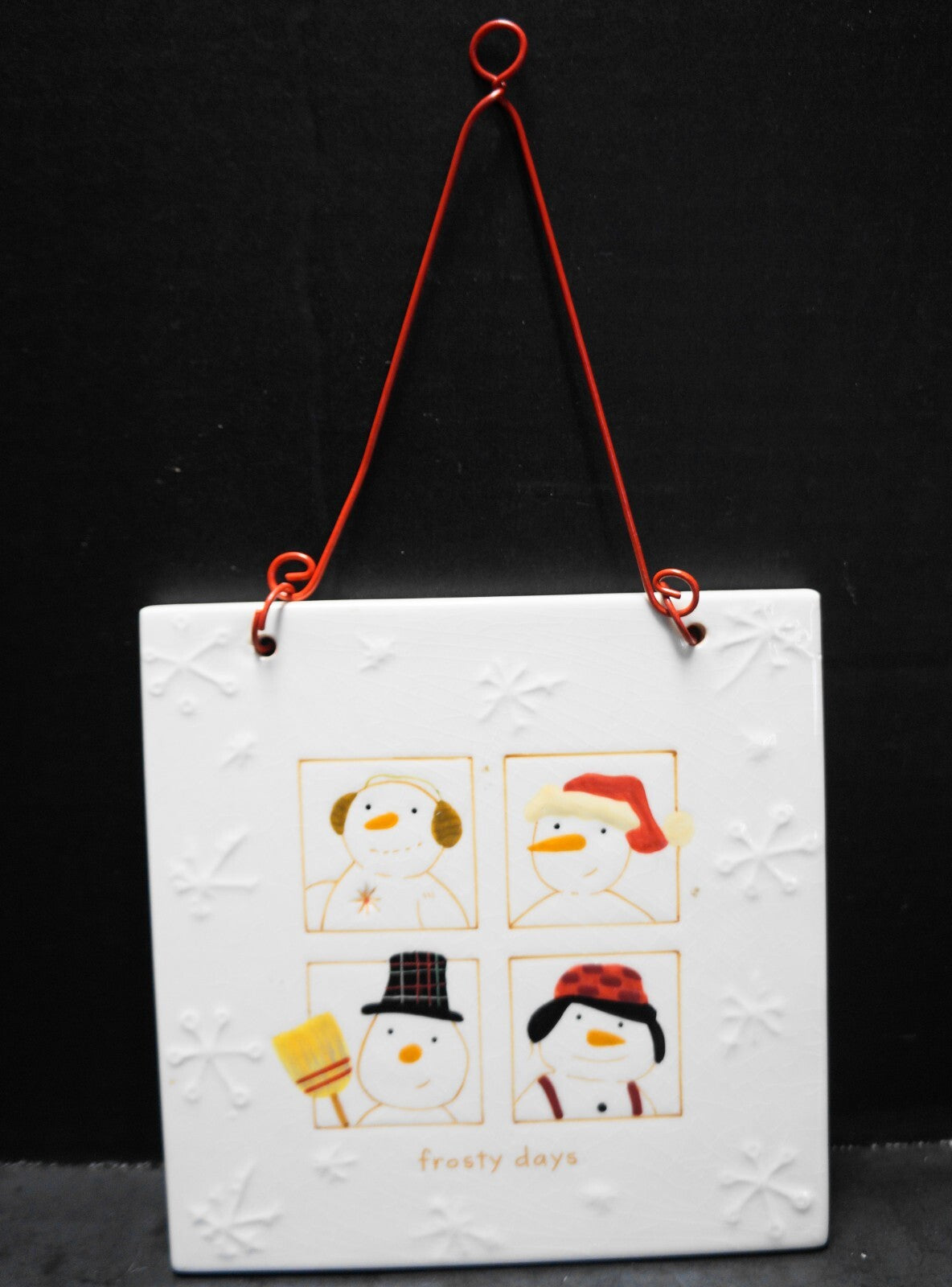 Hallmark FROSTY DAYS Snowman Ceramic Hanging 6" Decorative Tile