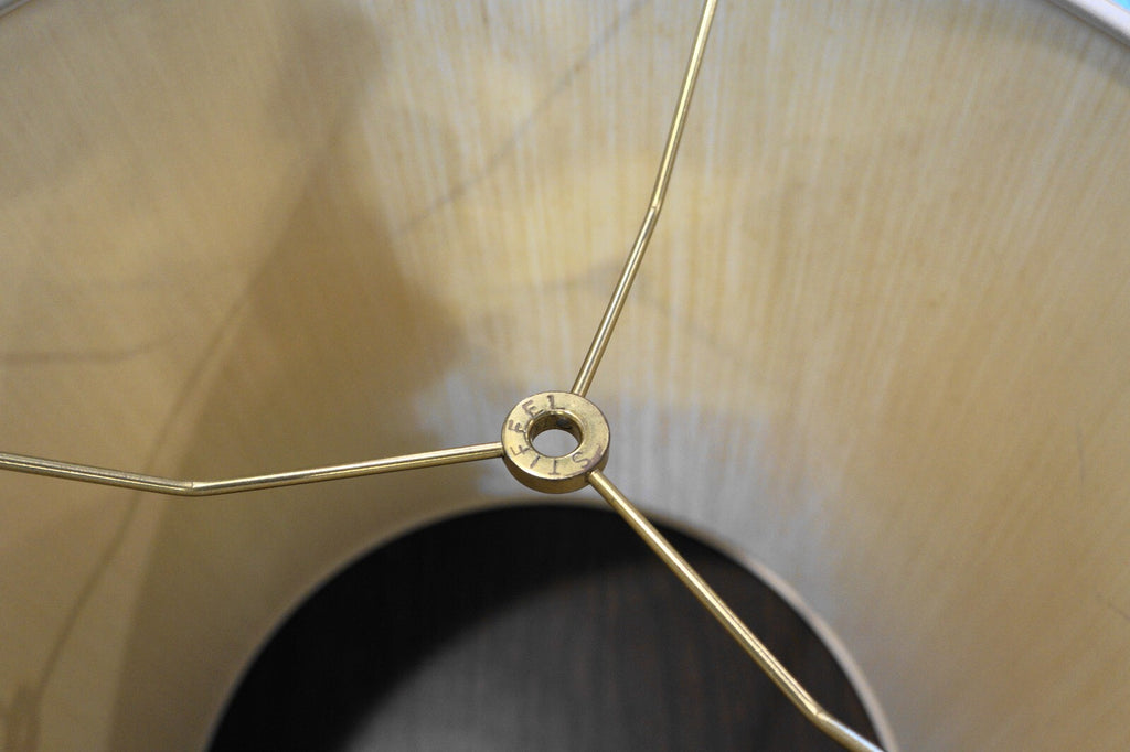 Stiffel Paneled Brass Table Lamp With Drum Shade 33 IN