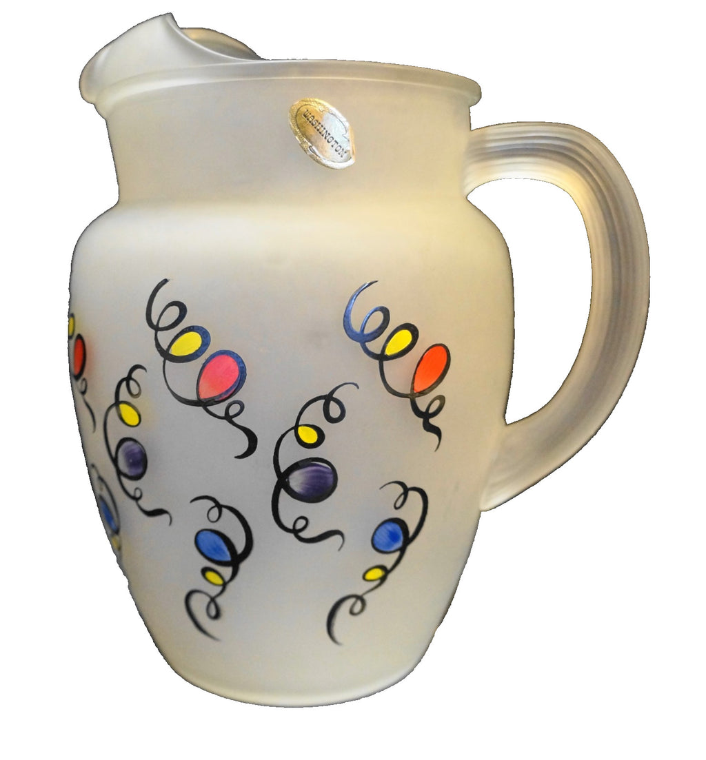 Federal Glass Satin Frosted 86 Oz Hand Painted Pitcher