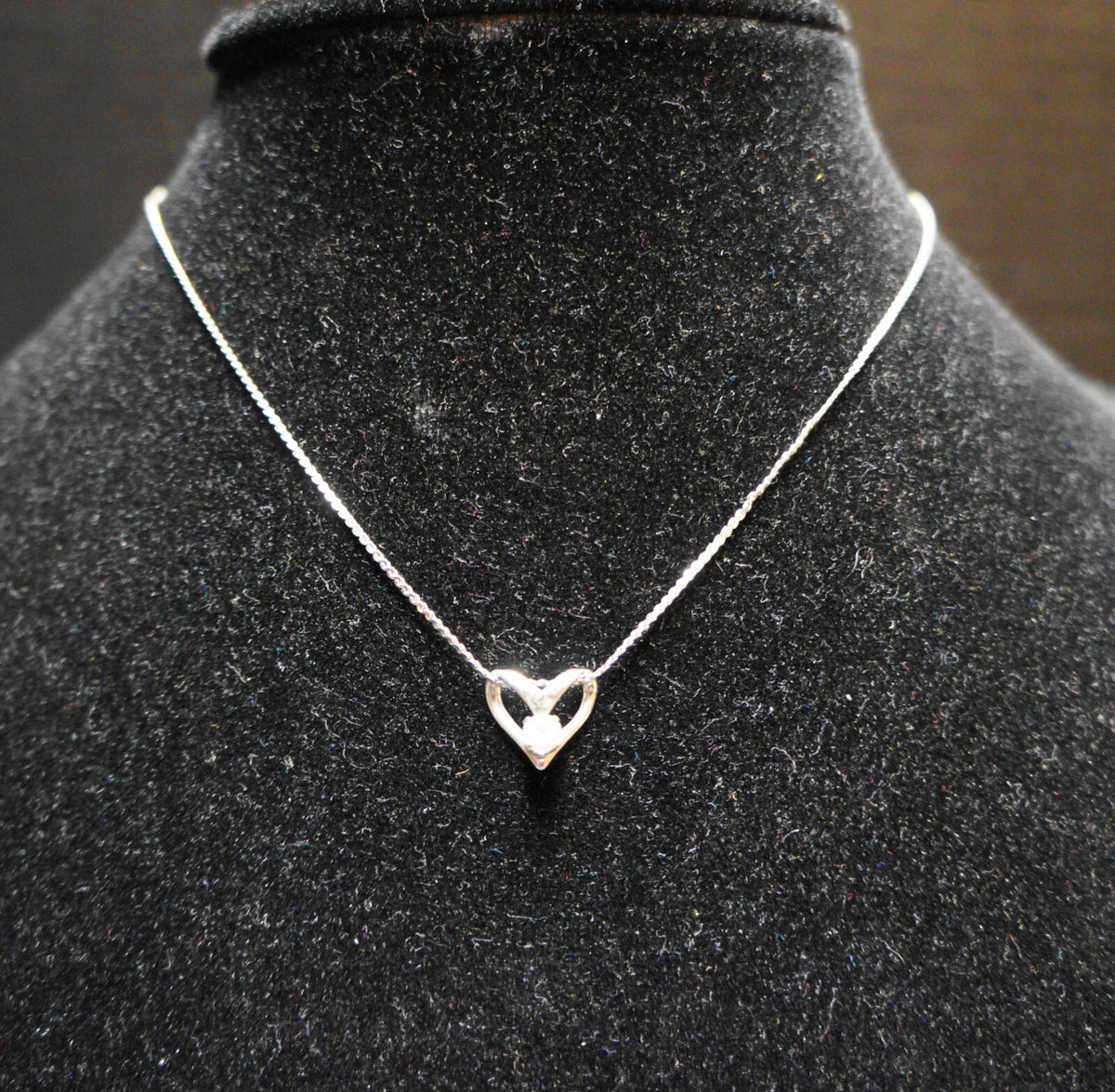 Sterling Silver Necklace Heart Pendant CZ Cubic Zirconia