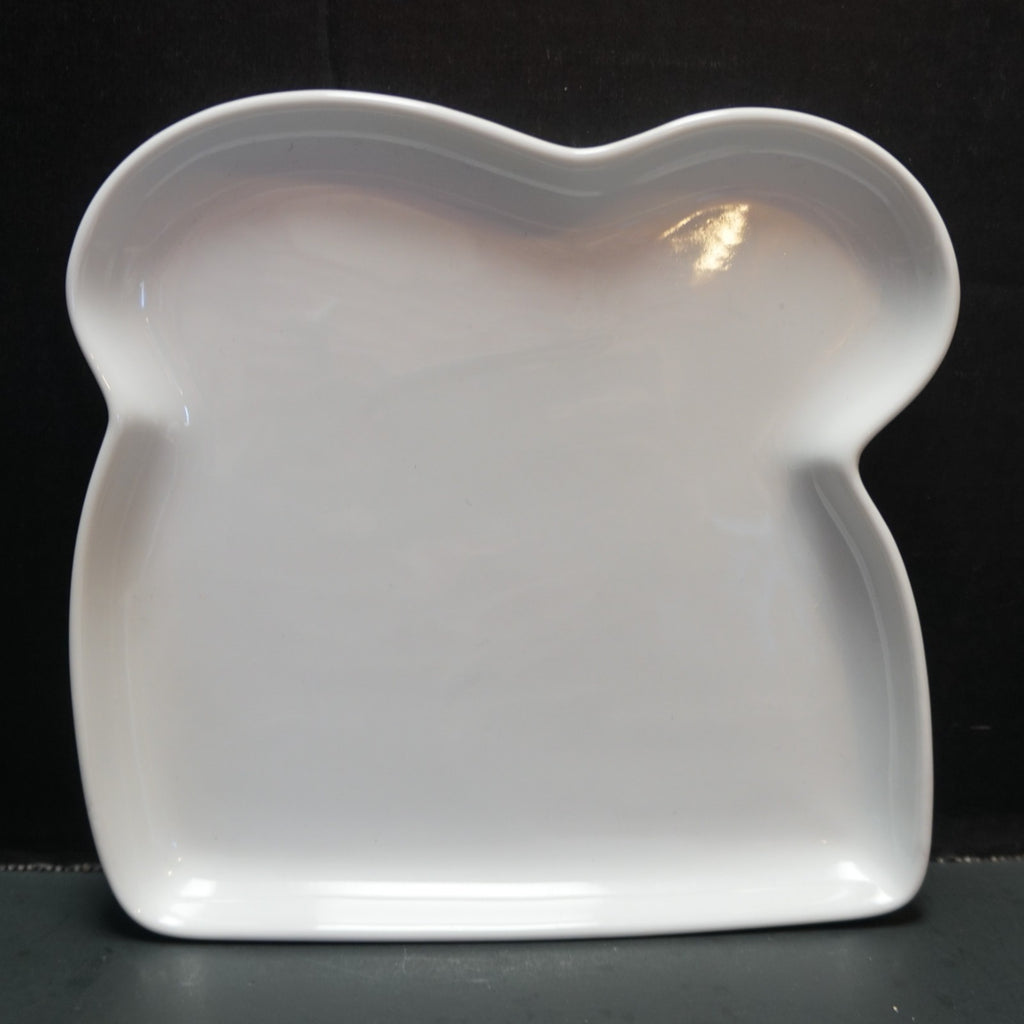 Crate and Barrel White Toast Plate Novelty Discontinued