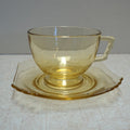 Fostoria Mayfair Topaz Yellow Depression Glass Cup and Saucer