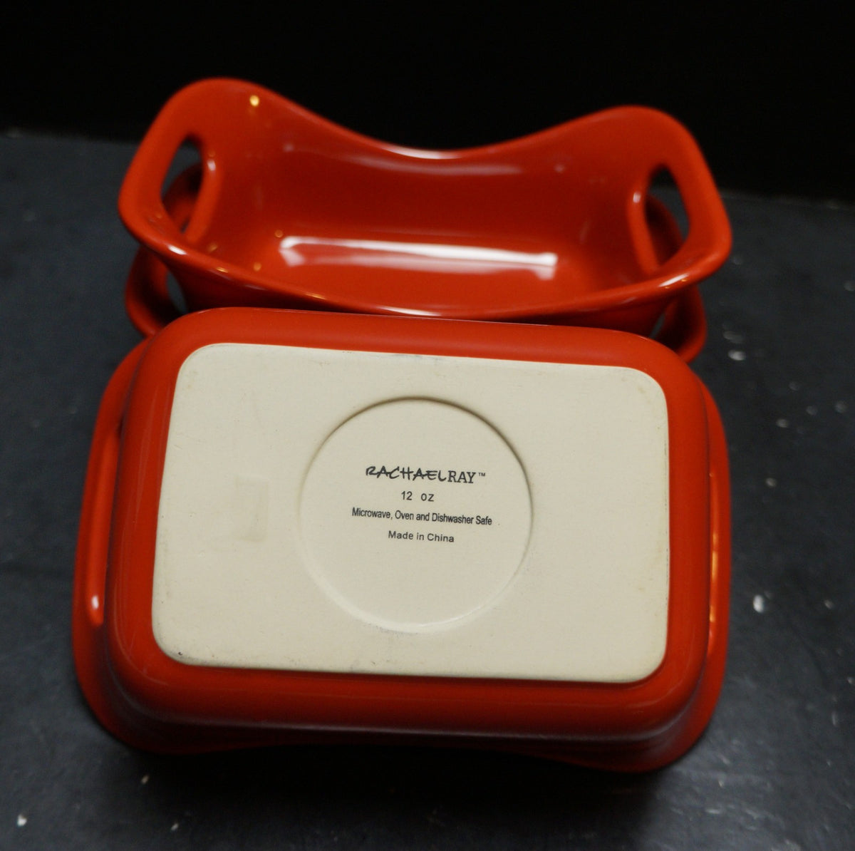 Rachael Ray Red Serveware 10 Oz Ramekins Rectangle Bowl Bakers Set of 3