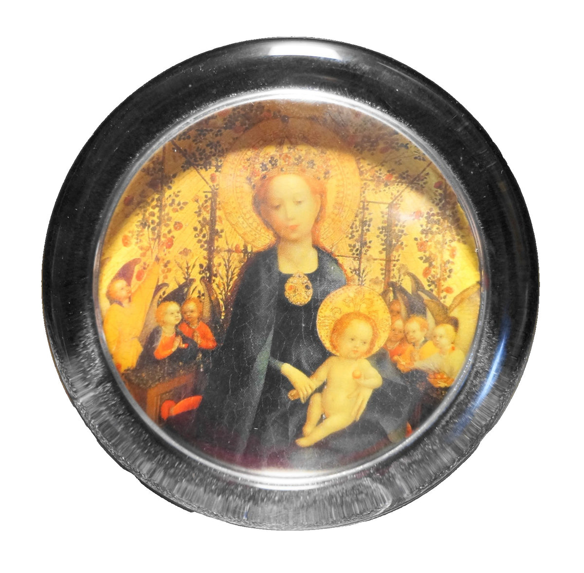 Queen of Heaven Mary Nativity Glass Paperweight