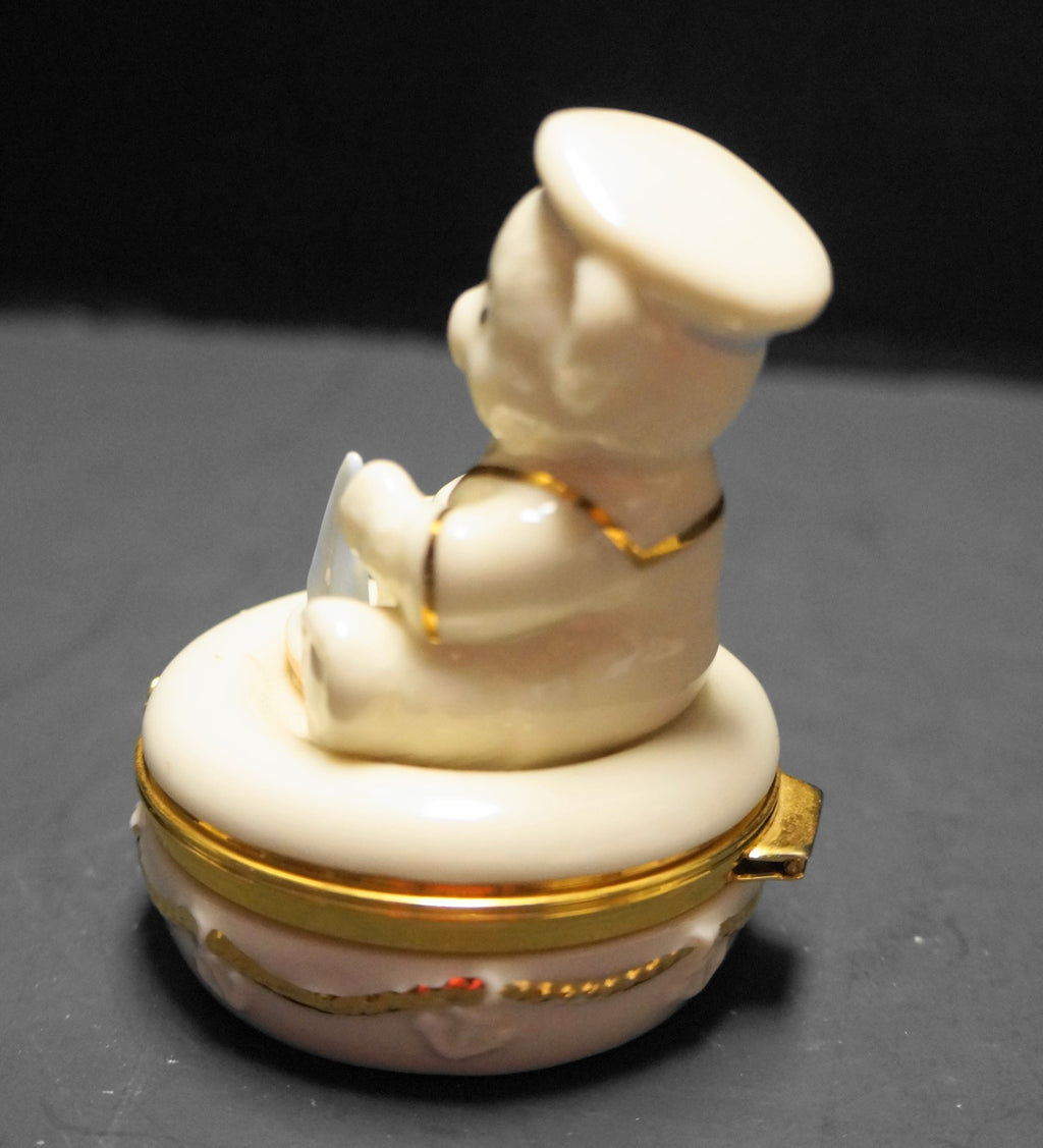 Lenox Ivory China Anchors Aweigh Treasures Box Teddy Bear Sailboat With Charm