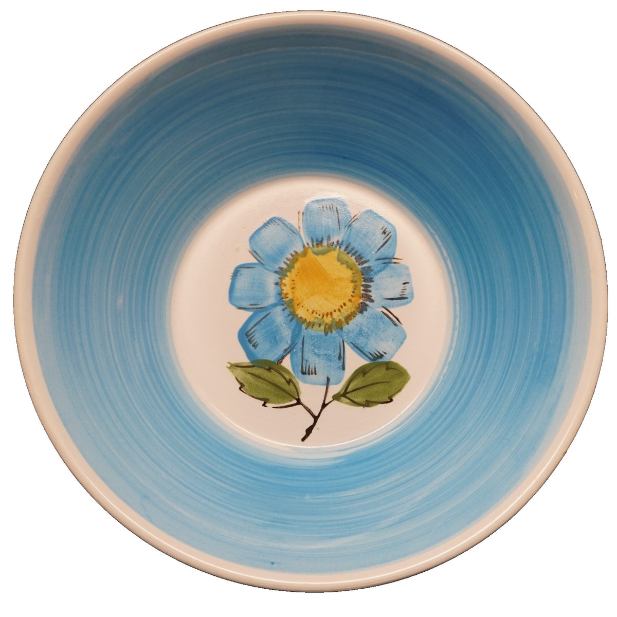Rossini Sky Blue Flower Power 1970s Ironstone Serving Bowl