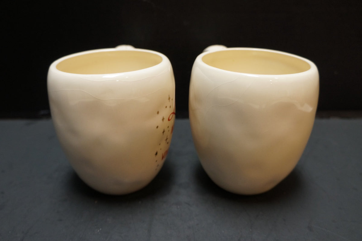 Grasslands Road Mugs Pair Love Laughter Cream Red Gold