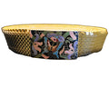 Cloisonne Buckle Butterfly Lotus Gold Tone Scale Stretch Belt 1980s Women 26 IN