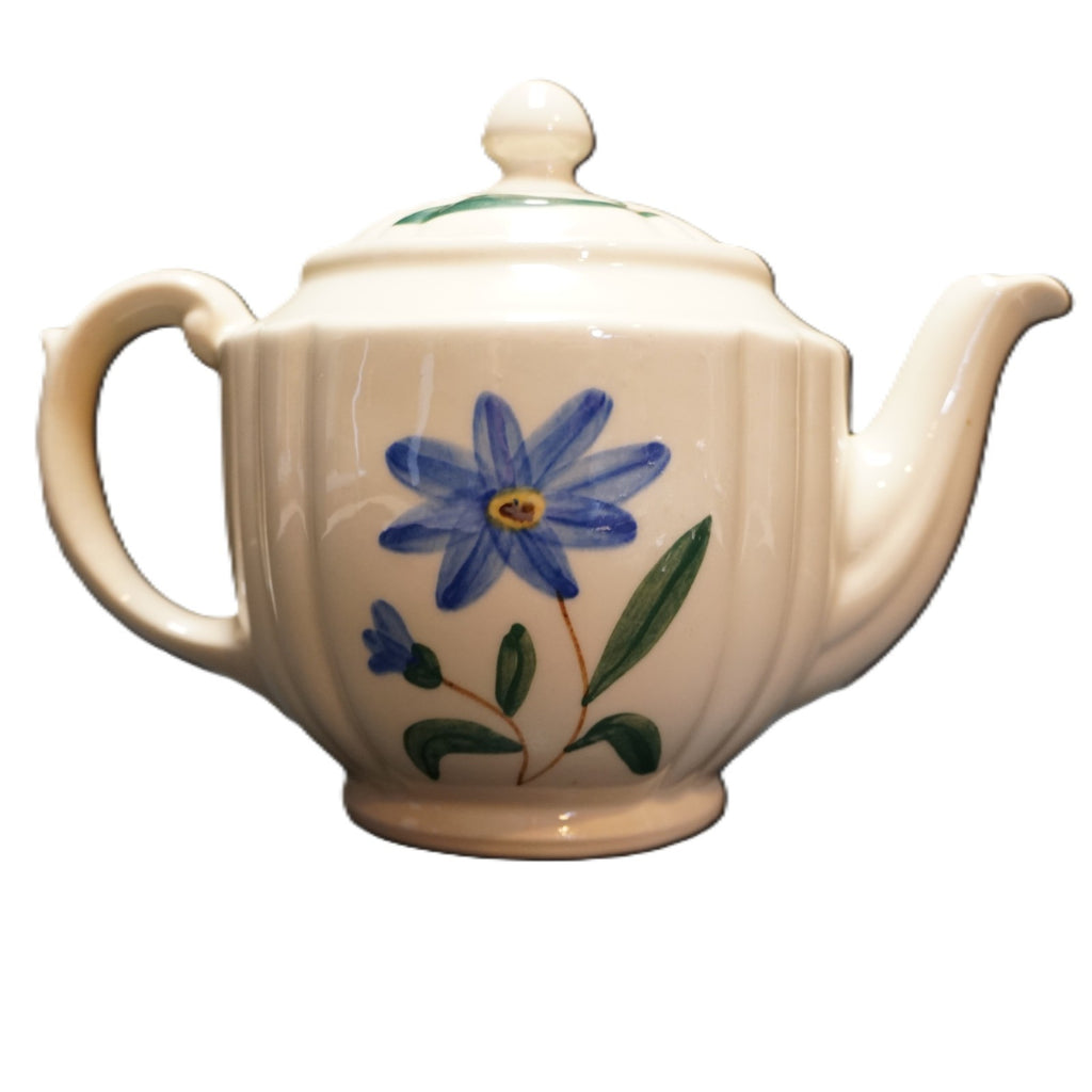 Shawnee Pottery USA Blue Daisy Teapot 1950s