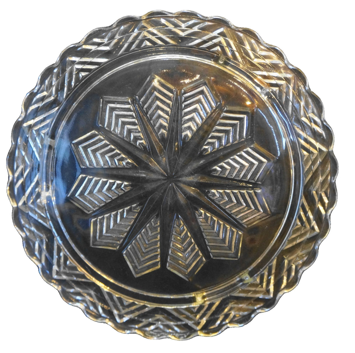 Federal Glass Snowflake Cake Plate