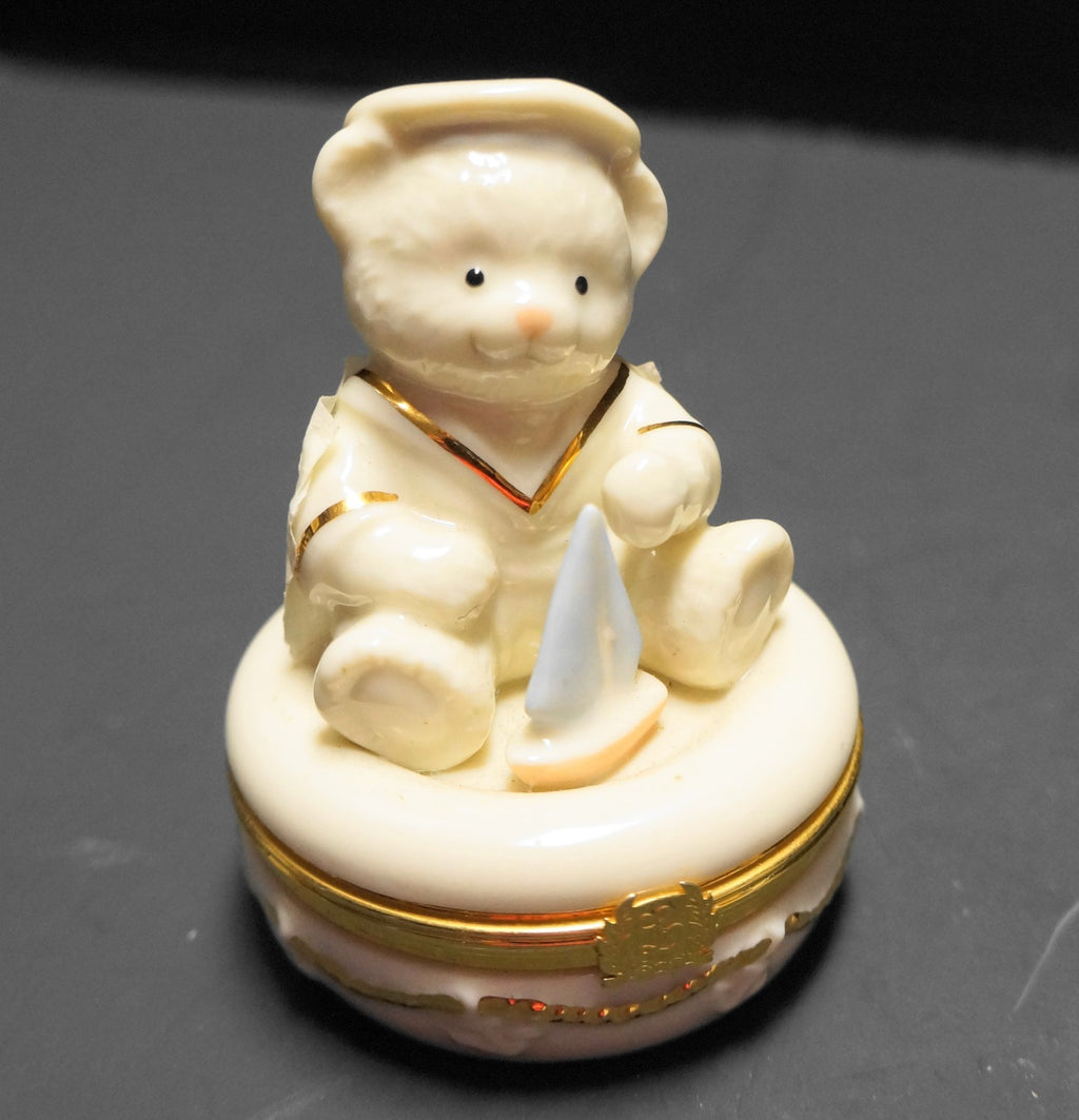 Lenox Ivory China Anchors Aweigh Treasures Box Teddy Bear Sailboat With Charm