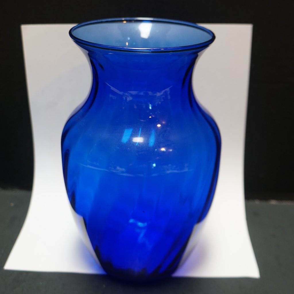 Indiana Glass Illusions Optic Swirl Cobalt Blue Vase 8 IN