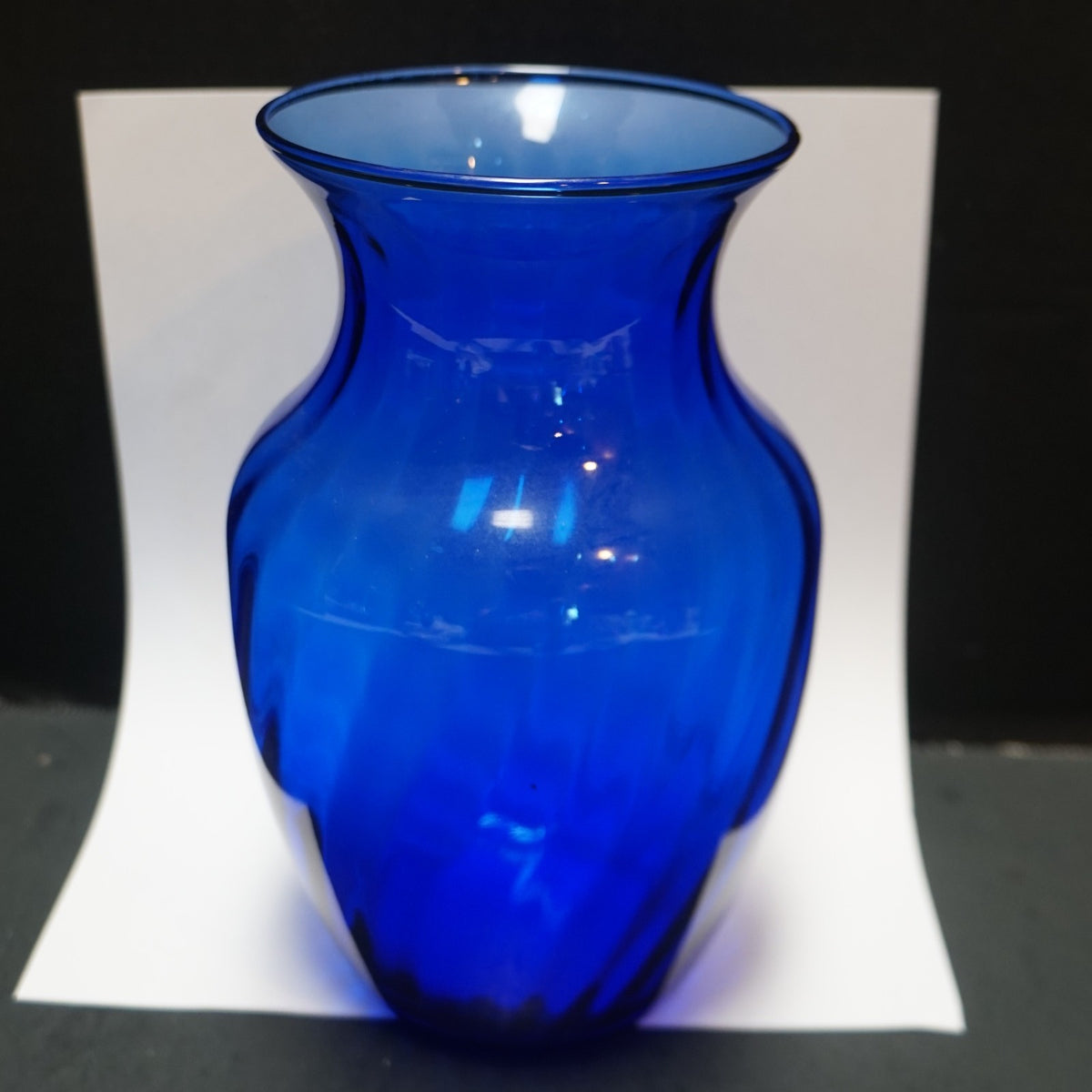 Indiana Glass Illusions Optic Swirl Cobalt Blue Vase 8 IN