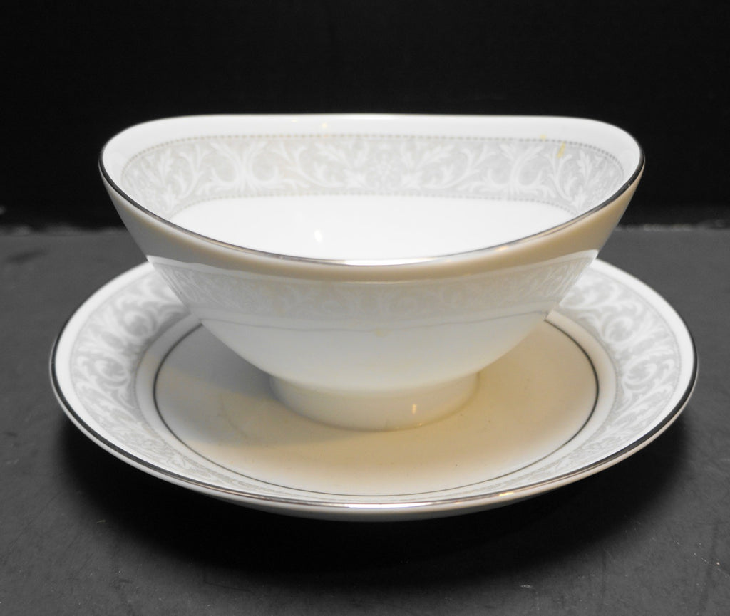 Whitney Imperial China W Dalton Gravy Boat Grey Leaf Band