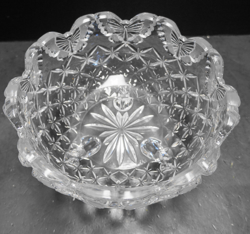 Hofbauer Papillon Butterfly Crystal Bowl 3 Toed 8 IN