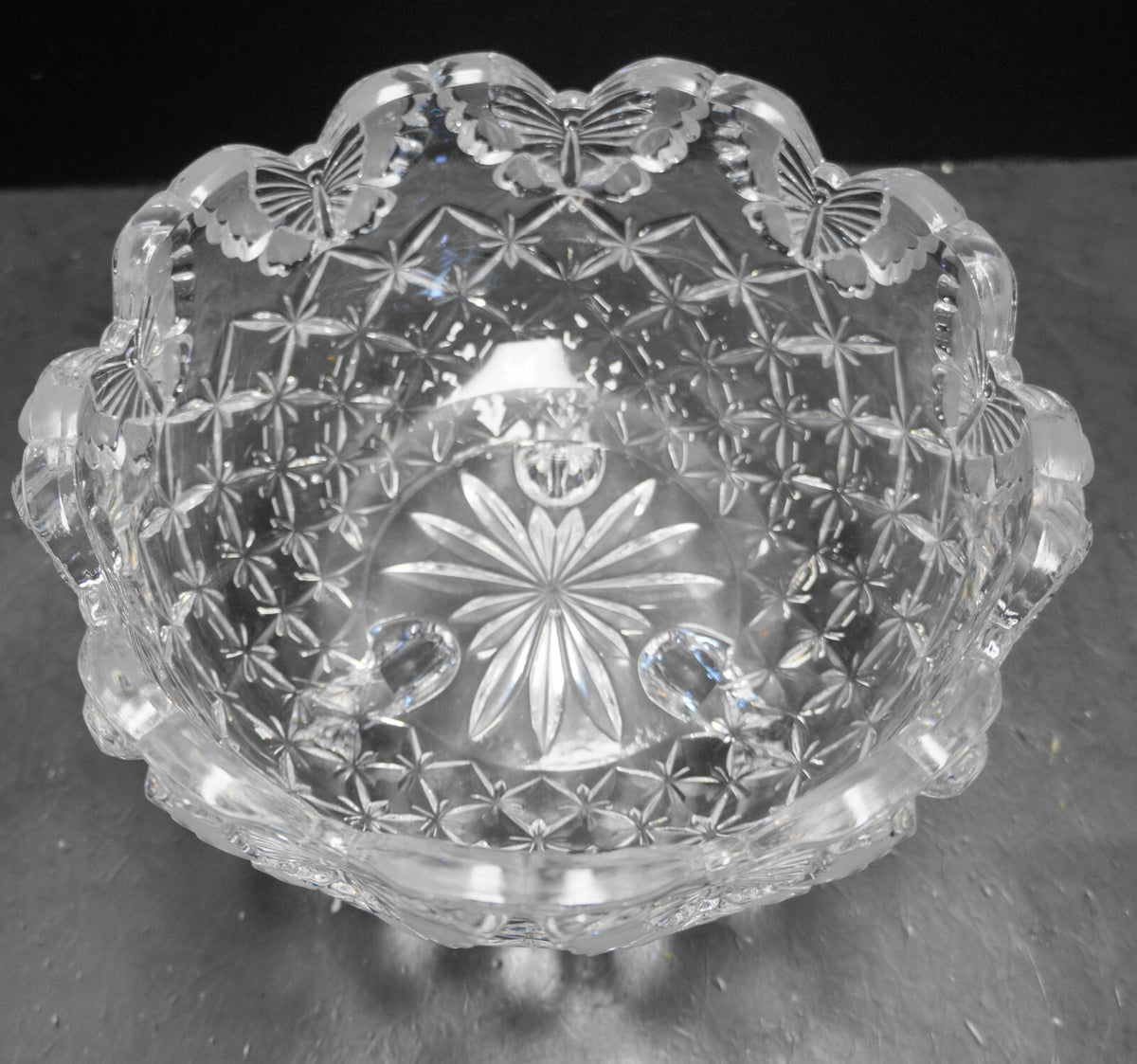 Hofbauer Papillon Butterfly Crystal Bowl 3 Toed 8 IN