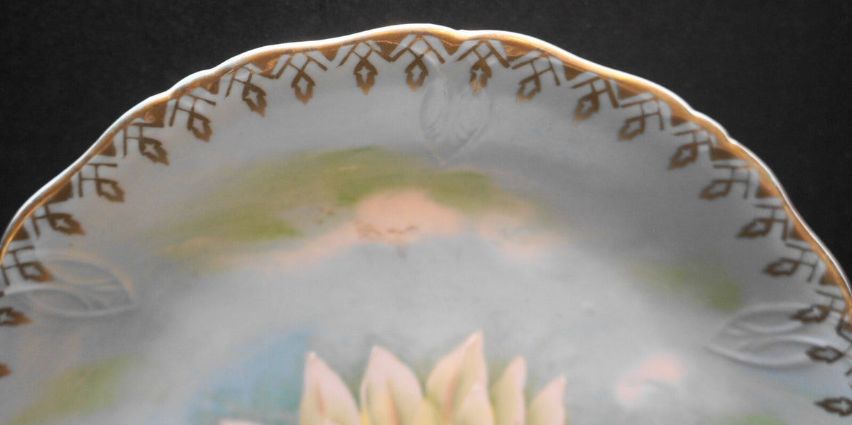 Beyer & Bock Water Lily Hand Painted Artist Signed Stein Porcelain Plate Prussia