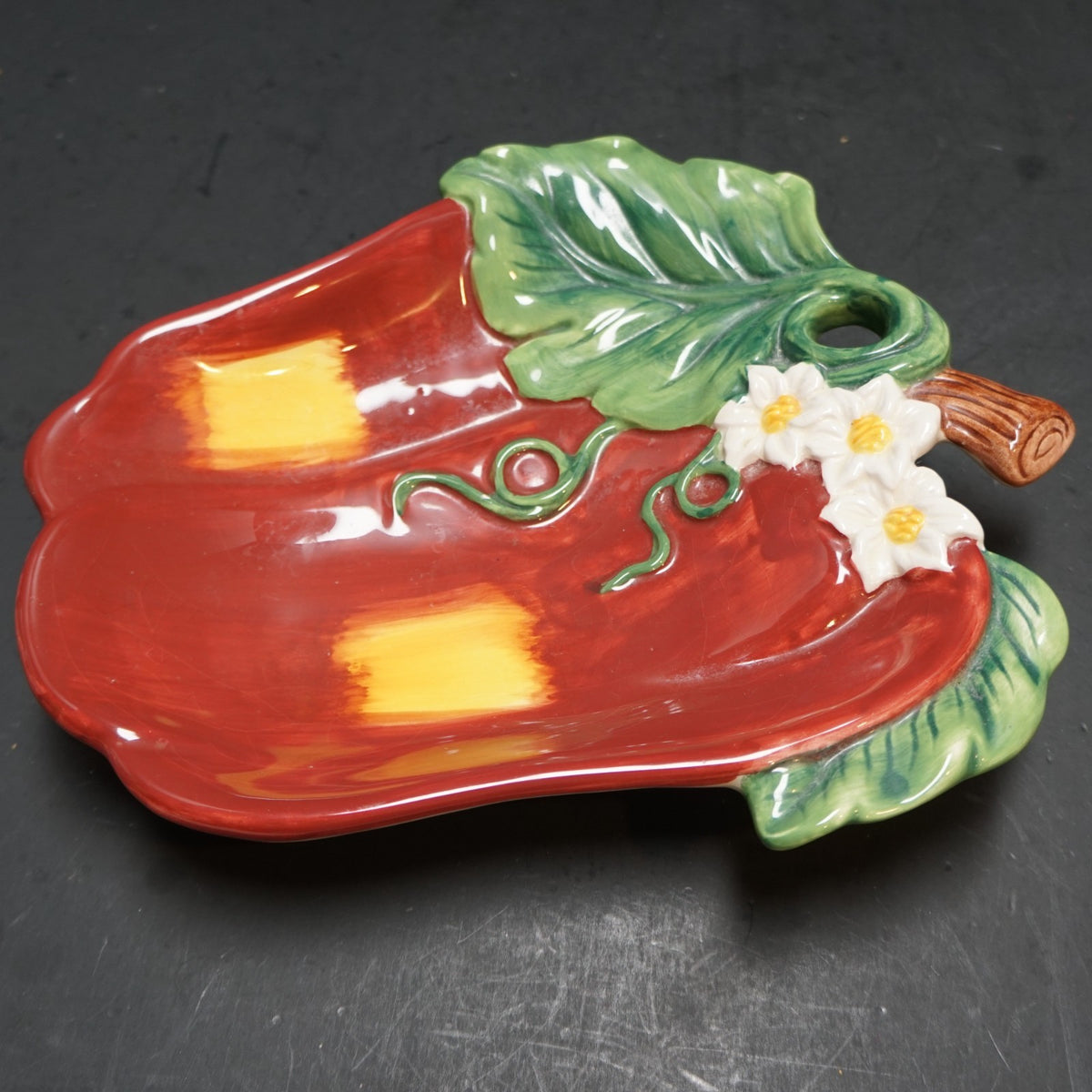 New Debco Apple Ceramic Dish Hand Painted