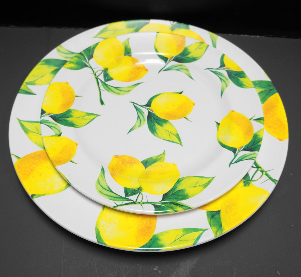 Oak Lane Lemon Dinner Salad Plates Pair Melamine Plastic