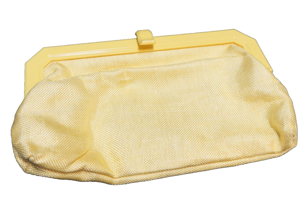 Vintage Blonde Straw Clutch Lucite Frame Hong Kong
