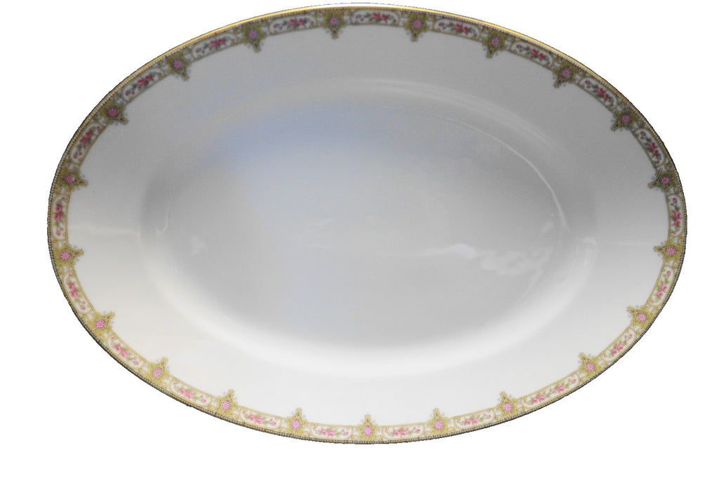 U.C. Limoges FB& CO France Roses Scrolls Border Large Oval Platter