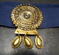 Ginger Propper Two Blondes Navy Blue Stretch Belt 1980s Medallion Buckle