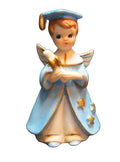Josef Originals Blue Graduation Boy Angel Figurine Bisque Hand Painted