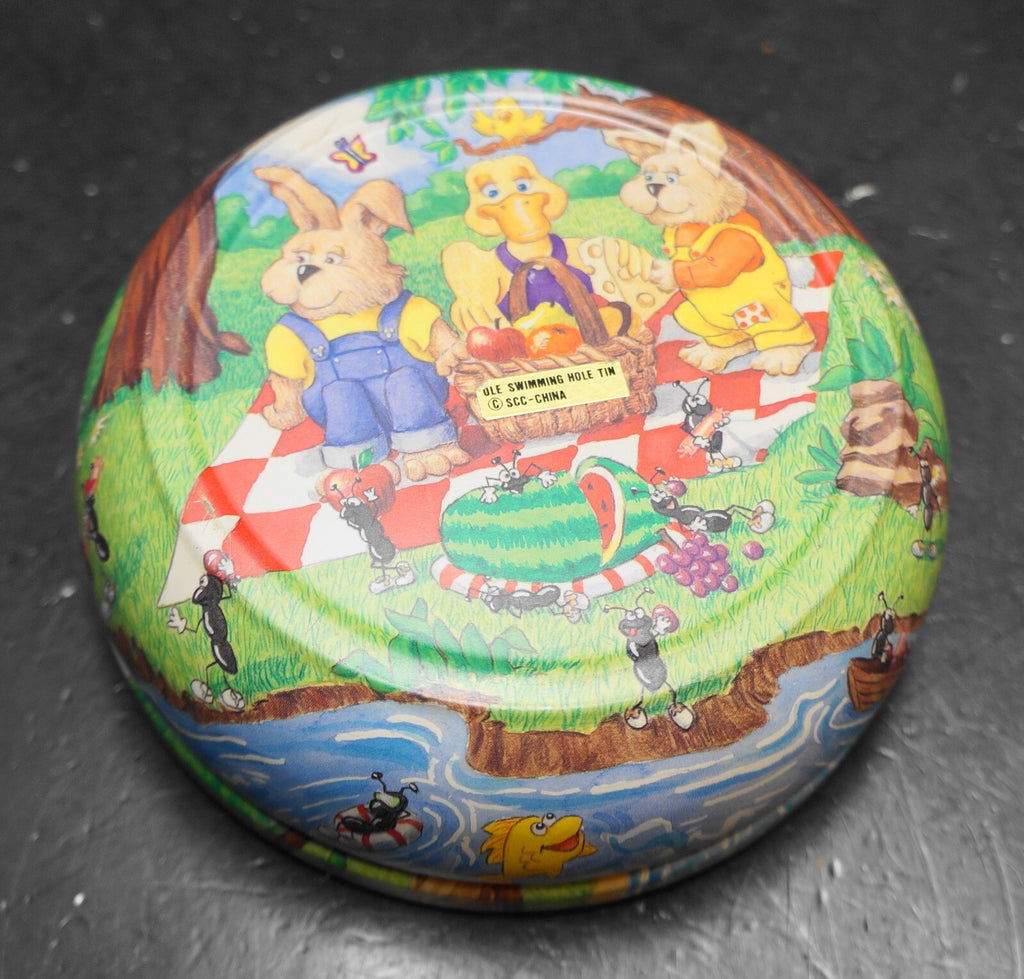 Keller Charles Fun Animal Print Ole Swimming Hole Round Tin Box
