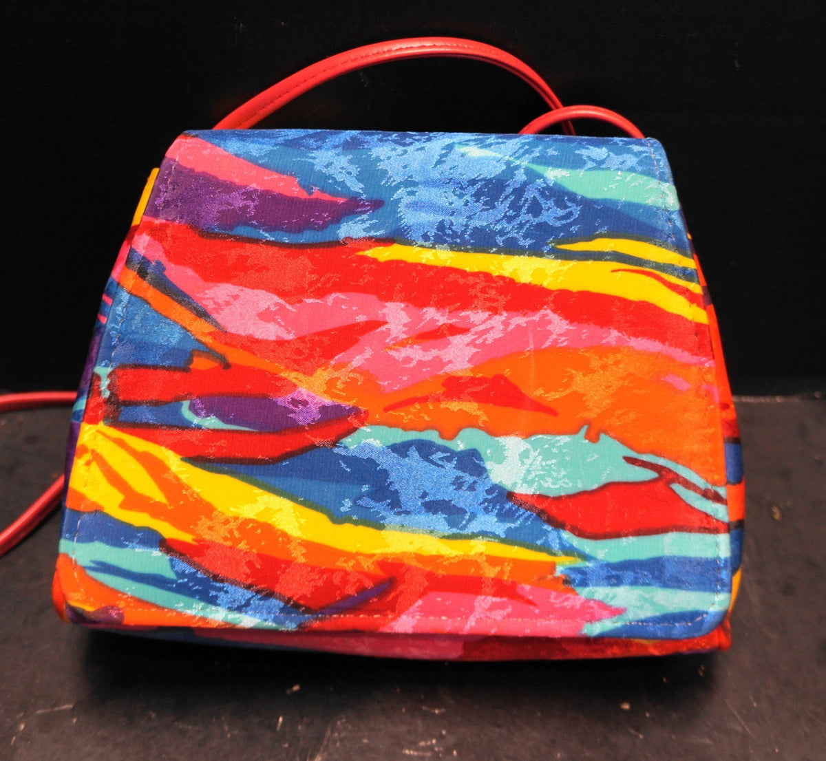Bright Rainbow Marbled Splash Jacquard 1980s Purse