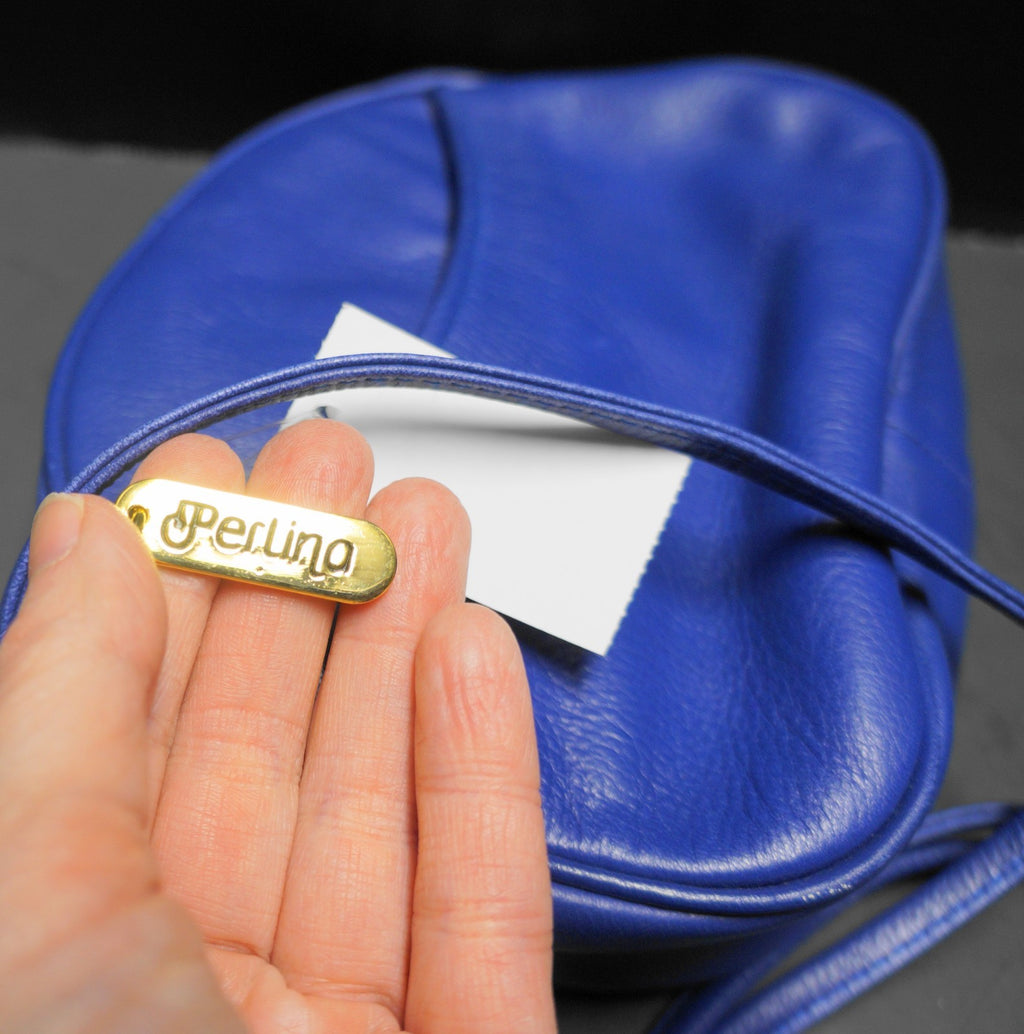 Perlina Royal Blue Leather Small Shoulder Bag Purse