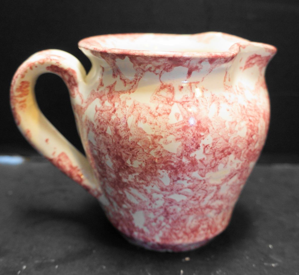 Bear Pottery Pink Rose Red Sponge Spatter Large Creamer