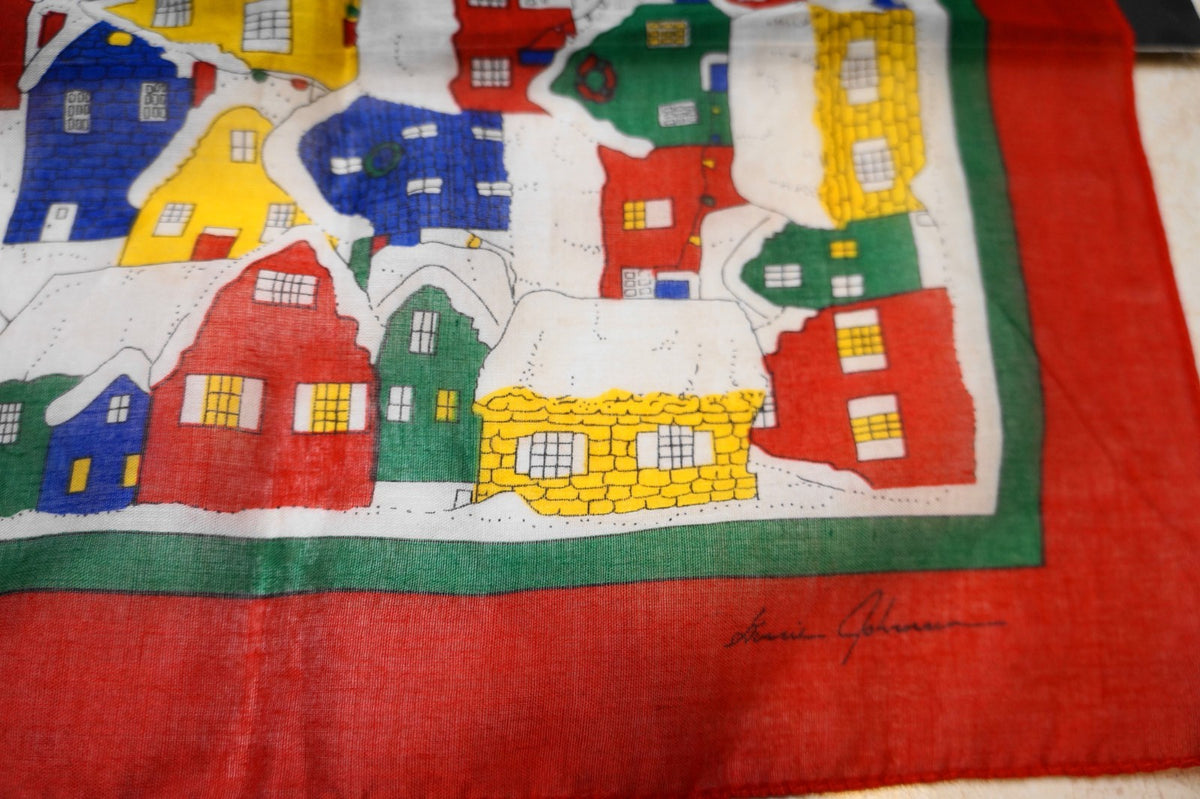 Ginnie Johansen Christmas Scarf 1988 Cotton Print