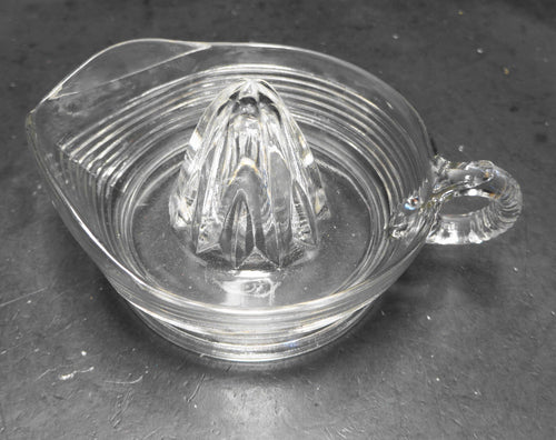 Anchor Hocking Clear Pressed Glass Horizontal Ribbed Vintage 8" Juice Reamer.