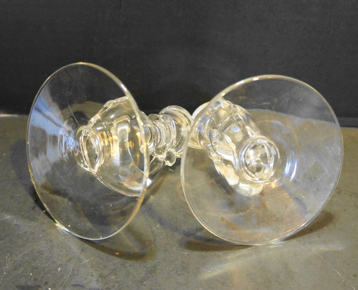 Fostoria Century Candle Holder Pair Single Light Tapers Swirl Clear Glass