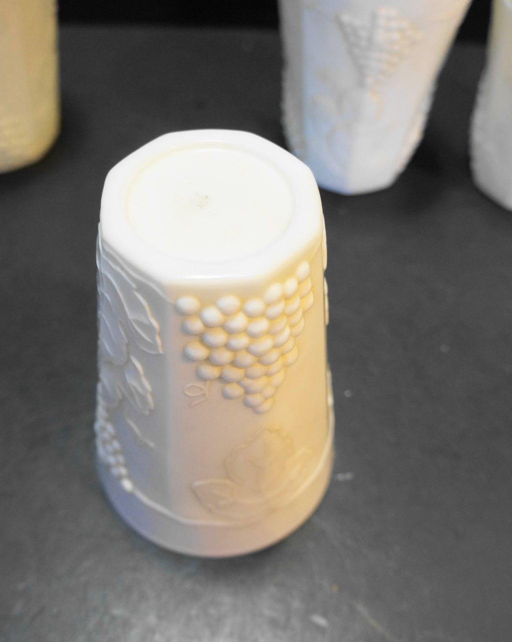 Indiana Harvest Grape Milk Glass Flat Tumblers Set of 4