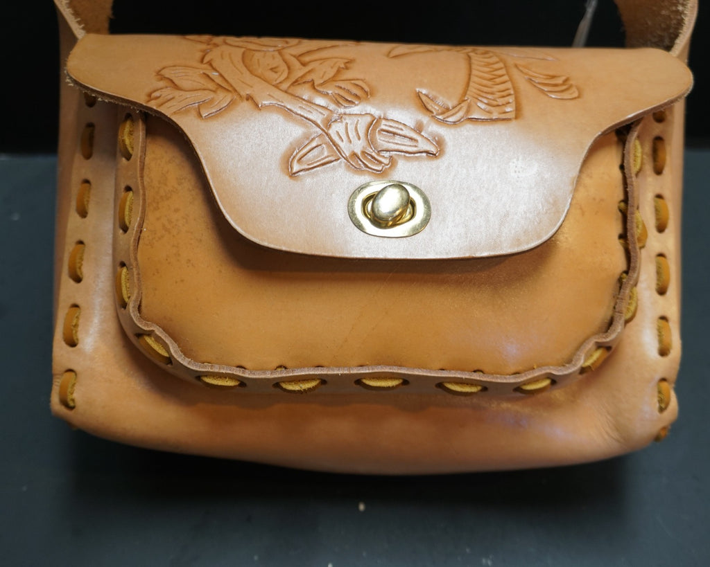 Hand Tooled Leather Light Brown Purse Monkey Palm Tree With Wallet