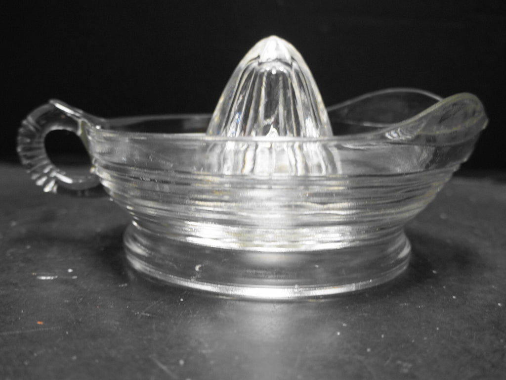 Anchor Hocking Clear Pressed Glass Horizontal Ribbed Vintage 8" Juice Reamer.