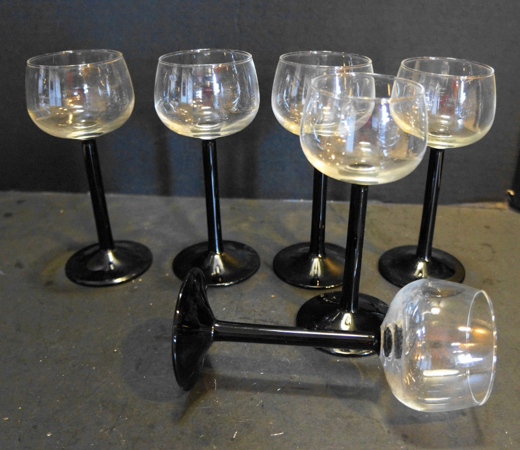 Luminarc Domino Black Stem Clear Bowl Rhine Wines Set of 6